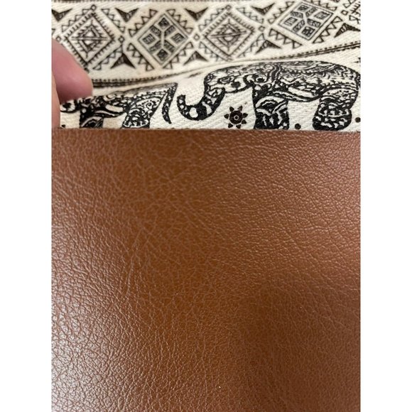 Unbranded Canvas Tote Elephant Pattern Black Off White 17.5" x 15.5" Handmade - Picture 13 of 13